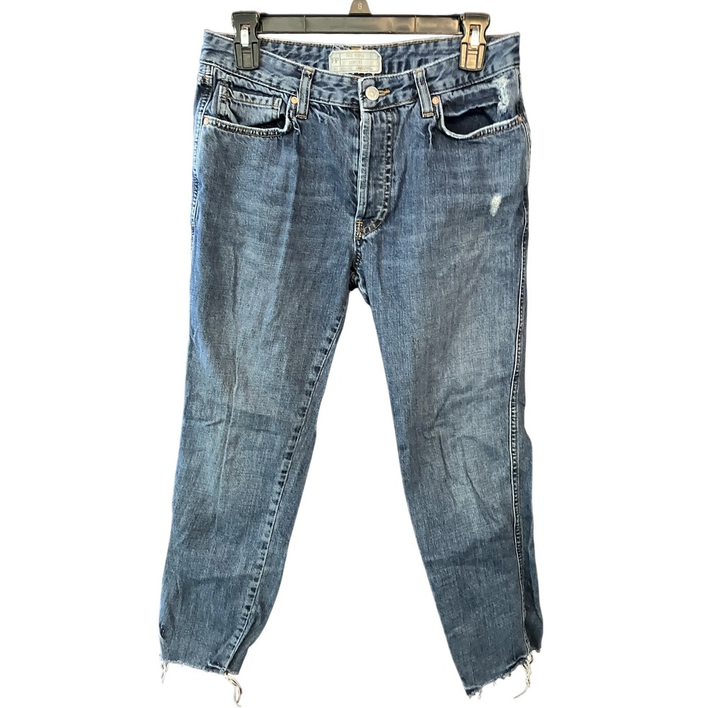 FREE PEOPLE JEANS Stonewashed Distressed BUTTON-FLY All Cotton BOYFRIEND sz 27